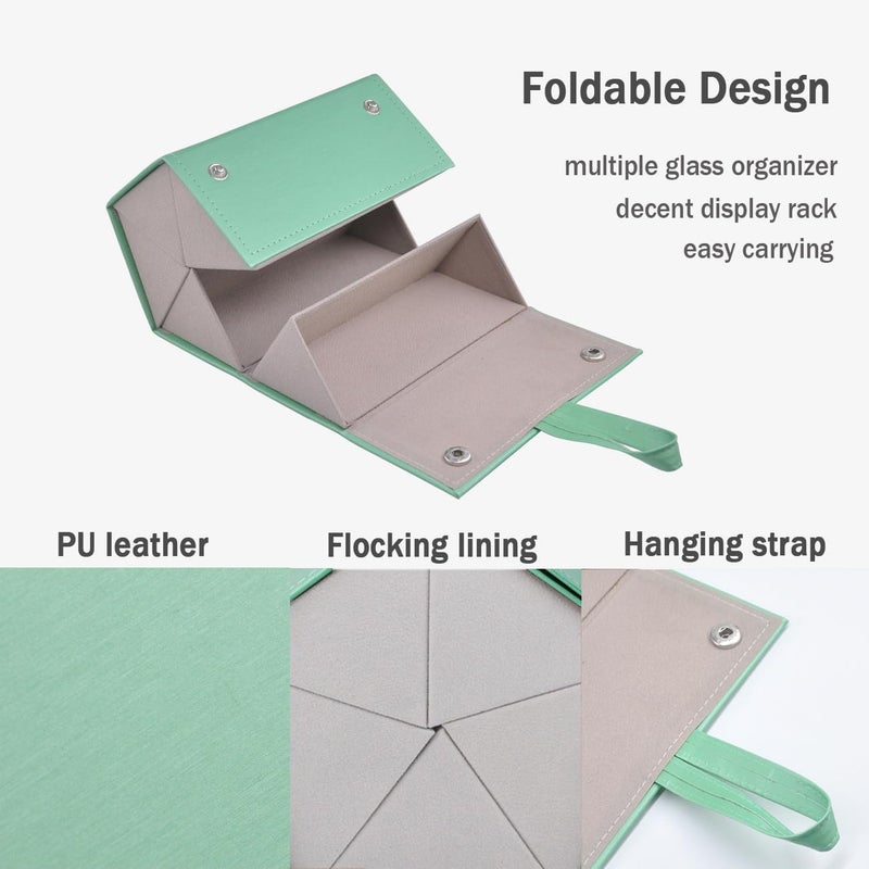 Kenpal Sunglasses Storage Organizer Holder Foldable Travel Case with 5 Slot Compartments for Multiple Glasses - Image 3